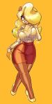  absurd_res activision anthro bandicoot big_breasts bottomwear bra bra_peek breasts cleavage clock clothed clothing crash_bandicoot_(series) ear_piercing ear_ring eyewear female footwear glasses hair hair_over_eye hi_res high_heels jamoart legwear mammal marsupial pantyhose pencil_skirt piercing ring_piercing secretary shoes skirt solo tawna_bandicoot underwear watch wide_hips wristwatch 