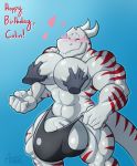  &lt;3 2019 5_fingers abs ahnik big_muscles birthday bite biting_lip blue_background blush chest_grab claws clothing colin_steel conditional_dnp disembodied_hand dragon english_text eyes_closed fingers fist g-string grey_nipples grope happy happy_birthday hi_res horn huge_muscles hyper looking_pleasured male multicolored_body multicolored_scales muscular nipples pecs portrait quads red_body red_scales red_stripes reptile scales scalie signature simple_background solo stripes text three-quarter_portrait triceps two_tone_body two_tone_scales underwear white_body white_claws white_scales 