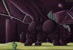  all_fours anus balls big_balls big_butt butt destruction21 dragon ender_dragon erection feral genitals hi_res horn looking_back male microsoft minecraft mojang mythological_creature mythological_scalie mythology puffy_anus purple_body purple_eyes scalie size_difference solo solo_focus tail the_end_(minecraft) wings xbox_game_studios 