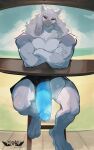 absurd_res anthro balls beach big_balls big_penis black_sclera blue_eyes blue_penis clothed clothing erection fur genitals hi_res huge_balls huge_penis huge_thighs hyper hyper_genitalia hyper_penis male manly muscular muscular_anthro muscular_arms muscular_legs muscular_male muscular_thighs partially_clothed penis saggy_balls seaside seductive smile solo sunny thick_arms thick_penis thick_thighs white_body white_fur xeono