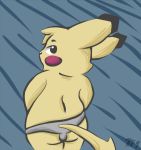  2009 anthro bulge clothed clothing looking_at_viewer looking_back male nintendo pikachu pok&eacute;mon pok&eacute;mon_(species) rousefox solo underwear video_games 