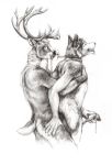  2015 5_fingers anal anal_penetration animal_genitalia animal_penis anthro anthro_on_anthro anthro_penetrated anthro_penetrating anthro_penetrating_anthro antlers biped black_lips black_nose bodily_fluids bodyguard_position butt canid canine canine_penis canis capreoline cervid claws collar cum cum_drip dark_fur domestic_dog domination dripping duo ears_back erection eyes_closed fingers from_behind_position fur genital_fluids gloves_(marking) graphite_(artwork) greyscale handjob hi_res holding_leash holding_object hooved_fingers hooves horn humanoid_hands husky inner_ear_fluff interspecies kenket knot leash leash_pull lips long_mouth male male/male male_domination male_penetrated male_penetrating male_penetrating_male mammal markings monochrome mouth_hold no_sclera nordic_sled_dog nude open_mouth pencil_(artwork) penetration penile penis pivoted_ears portrait precum reach_around reindeer sex side_view simple_background sketch smile snout spitz standing standing_sex submissive submissive_male three-quarter_portrait tongue tongue_out traditional_media_(artwork) tuft white_background white_body white_fur 