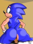  ancient-onyx anthro anus ass_focus backsack balls bed_sheet bedding blue_body blue_fur blue_spines brown_balls bubble_butt butt eulipotyphlan fur green_body green_fur grin happy hedgehog looking_back male mammal presenting presenting_hindquarters raised_tail small_balls smile sonic_(series) sonic_the_hedgehog spread_legs spreading 
