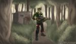  2019 absurd_res anthro ar-15_style_gun armor assault_rifle balaclavacat blood bodily_fluids clothed clothing day dayz digital_media_(artwork) forest fur gore grass gun hair hi_res holding_gun holding_object holding_weapon invalid_background male outside pain portrait post-apocalyptic ranged_weapon rifle simple_background sky solo standing tree video_games weapon wounded 