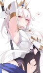 1girl absurdres armpit_focus armpits bare_shoulders blush bodysuit breasts clothing_cutout commentary crossed_bangs crown heart highres hip_vent holding holding_polearm holding_weapon ichien_ekaki long_hair long_sidelocks medium_breasts navel navel_cutout pink_eyes polearm presenting_armpit shadowverse shadowverse:_worlds_beyond sidelocks simple_background sleeveless sleeveless_bodysuit solo speech_bubble spoken_heart standing sweat sweaty_armpits tiara upper_body very_long_hair very_long_sidelocks weapon white_background white_hair zirconia_(shadowverse) 