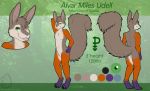  alvar_miles_udell english_text fur green_eyes grey_body grey_fur mammal model_sheet multicolored_body multicolored_fur one_eye_closed orange_body orange_fur purple_body purple_fur rodent sciurid solo standing text tongue tongue_out tufted_ground_squirrel tv_thari 