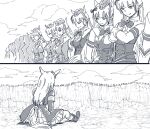  animal_ears blunt_bangs bow dragon_ball dragon_ball_z ear_bow gold_ship_(umamusume) hat horse_ears horse_girl horse_tail long_hair long_sleeves mejiro_mcqueen_(umamusume) multiple_girls parody pillbox_hat school_uniform taguchi_kenji_(omaep) tail tracen_school_uniform umamusume 