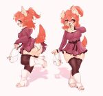 anthro biscuit_(blasticussaturn) canid canine cinnamofox clothed clothing clothing_lift dress dress_lift female footwear glistening glistening_body hair hi_res high_heels lace_panties legwear mammal oil panties panty_peek pawpads ponytail shoes solo stockings underwear