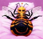  &lt;3 antennae_(anatomy) arthropod arthropod_abdomen beauty_mark bed bee female feral furniture hi_res hymenopteran insect insect_wings mataknight mole_(marking) outta_sync pillow presenting scarf solo wings 