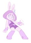  +_+ 1girl :3 animal_ears animal_nose bare_shoulders blue_eyes blush body_fur bodysuit boots commentary english_commentary finger_gun fingerless_gloves flat_chest flat_color full_body furry furry_female gloves hair_ornament happy kekitopu knee_boots lavender_(kekitopu) leaning_back light_blush looking_at_viewer open_clothes open_vest original parted_lips pink_fur purple_bodysuit purple_boots purple_gloves purple_hair purple_vest rabbit_ears rabbit_girl rabbit_hair_ornament rabbit_tail short_hair short_tail simple_background smile solo sparkle standing tail thick_eyebrows v-shaped_eyebrows vest white_background 