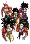  5boys absurdres alternate_form antennae aura bald black_hair black_pants blue_eyes blue_sash body_fur broly_(dragon_ball_z) clenched_hands closed_mouth colored_skin commentary_request copyright_name denim derivative_work dougi dragon_ball dragon_ball_gt frown gloves highres jeans logo long_hair looking_at_viewer male_focus monkey_boy monkey_tail multiple_boys muscular muscular_male no_nipples pants pectorals piccolo purple_gloves red_fur red_skin saiyan sash smile smirk son_gohan son_goku spiked_hair super_saiyan super_saiyan_4 tail un_koshin1402 vegeta yellow_eyes yellow_pants 