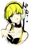  :q blonde_hair blue_eyes breasts cum cum_on_body cum_on_breasts cum_on_upper_body facial headphones kamitsure_(pokemon) medium_breasts nakamura_sandayo pokemon pokemon_(game) pokemon_bw short_hair simple_background solo tongue tongue_out white_background 