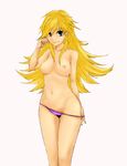  1girl artist_request blonde_hair blue_eyes breasts large_breasts looking_at_viewer nipples panties panty_&amp;_stocking_with_garterbelt panty_(character) panty_(psg) smile solo topless underwear 