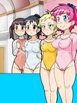  4girls artist_request blush breasts cameltoe character_request cleavage double_typhoon leotard multiple_girls nipples smile 