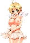  angel_wings blush breasts highres large_breasts nipples skirt wings 