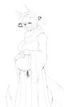  &lt;3 2019 animal_humanoid canid canid_humanoid canine canine_humanoid clothed clothing female fox_humanoid hand_on_stomach humanoid line_art mammal monochrome pregnant ring robe sachiko_(urw) simple_background solo urw white_background 
