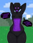  2019 alternate_species animate_inanimate areola aroused big_areola big_nipples black_body bodily_fluids breasts dialogue digital_media_(artwork) drooling english_text female glowing glowing_eyes glowing_mouth hands_behind_head hi_res humanoid humanoidized inviting looking_at_viewer looking_pleasured lust minecraft nether_portal nipples not_furry nude open_mouth portal purple_eyes purple_tongue pussy rock_skin saliva seductive sin_bruh small_breasts smile solo standing sweat text thick_thighs tongue video_games wide_hips 
