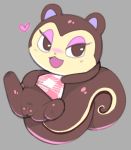  &lt;3 2019 animal_crossing anthro biped blush bottomless brown_body clothed clothing digital_media_(artwork) exed_eyes eyeshadow female low_res makeup mammal nintendo open_mouth partially_clothed pecan_(animal_crossing) presenting presenting_pussy pussy rodent sciurid shirt simple_background topwear tree_squirrel video_games 