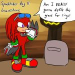  1:1 echidna english_text eyewear food fruit fur glasses halloween hi_res holidays knuckles_the_echidna krakelak male mammal monotreme plant pumpkin purple_eyes red_body red_fur sonic_(series) text tombstone 