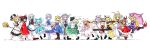  6+girls :d absurdres alice_margatroid alternate_hair_color animal_ear_fluff animal_ear_piercing animal_ears apron aqua_eyes aqua_hair aqua_skirt aqua_vest arms_behind_back arms_under_breasts bare_shoulders black_eyes black_hair black_hat black_neckerchief black_ribbon black_shirt black_shoes black_skirt black_vest blonde_hair blue_butterfly blue_dress blue_eyes blue_hair blue_hat blue_kimono blue_ribbon blue_shirt blue_skirt blue_tabard blue_vest blunt_bangs book boots bow bow_(music) bowtie braid breasts broom brown_boots brown_eyes brown_hair brown_shoes bubble bug butterfly buttons capelet cat_ears cat_tail chen cherry_blossom_print cherry_blossoms cirno cleavage closed_eyes closed_mouth cloud_print collar collared_shirt crescent crescent_hat_ornament crescent_moon curly_hair detached_sleeves detached_wings dot_nose double-parted_bangs dress earrings fairy fairy_wings falling_petals feathered_wings fighting_stance floating floral_print fox_tail frilled_apron frilled_capelet frilled_collar frilled_dress frilled_hairband frilled_hat frilled_kimono frilled_ribbon frilled_scarf frilled_shirt frilled_shirt_collar frilled_skirt frills full_body gap_(touhou) ghost ghost_print ghost_tail gohei green_eyes green_hair green_ribbon green_skirt green_vest grimoire grimoire_of_alice hair_between_eyes hair_ornament hair_ribbon hair_tubes hairband hakurei_reimu hand_up hands_in_opposite_sleeves hands_on_own_hips hands_up happy hat hat_ornament hat_ribbon headdress high_heel_boots high_heels highres holding holding_book holding_broom holding_gohei holding_instrument holding_sword holding_trumpet holding_umbrella holding_violin holding_weapon ice ice_wings instrument izayoi_sakuya japanese_clothes jewelry juliet_sleeves katana keyboard_(instrument) kimono kirisame_marisa konpaku_youmu konpaku_youmu_(ghost) lace-trimmed_capelet lace-trimmed_dress lace_trim lantern lapel_pin large_ribbon layered_clothes layered_shirt letty_whiterock lily_white long_hair long_skirt long_sleeves looking_at_viewer lunasa_prismriver lyrica_prismriver maid_apron maid_headdress medium_hair merlin_prismriver mob_cap moon multiple_girls multiple_tails music neck_ribbon neckerchief nekomata ofuda open_mouth parasol parted_bangs paw_pose perfect_cherry_blossom petals pin pink_hair pink_hat pink_petals pink_shirt pink_skirt playing_instrument ponytail puffy_long_sleeves puffy_short_sleeves puffy_sleeves puppet_strings purple_dress purple_eyes purple_hair red_bow red_bowtie red_eyes red_hairband red_hat red_neckerchief red_ribbon red_scarf red_shirt red_skirt red_vest ribbon ribbon_shoes saigyouji_yuyuko scabbard scarf serious sheath sheathed shirt shoes short_sleeves siblings signature simple_background single_earring sisters sitting skirt skirt_set sleeveless sleeves_past_wrists smile socks star_(symbol) star_hat_ornament sun sun_hat_ornament sun_symbol sweat sweatdrop sweater swept_bangs sword tabard tail tongue touhou triangular_headpiece trumpet turtleneck turtleneck_sweater twin_braids two_tails umbrella unsheathing v-shaped_eyebrows veil very_long_hair vest violin waist_ribbon waistband walking wavy_hair weapon white_apron white_background white_capelet white_collar white_dress white_hair white_hat white_headdress white_ribbon white_shirt white_sleeves white_socks white_sweater white_wings wide_sleeves wings witch witch_hat yakumo_ran yakumo_yukari yellow_eyes yoiy_san 