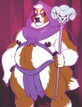  belly canid canine canis clothing cosplay costume domestic_dog duke forepawz halloween he-man hi_res holidays male mammal marlon.cores masters_of_the_universe molosser mountain_dog musclegut muscular muscular_male nipples pecs saint_bernard skeletor slightly_chubby solo 