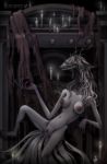  anthro bloodborne bodily_fluids breasts candle canid canine clothing desireee detailed_background female fromsoftware genital_fluids hi_res mammal monster nipples precum pussy sitting solo sony_corporation sony_interactive_entertainment teeth torn_clothing vicar_amelia video_games wine_glass 