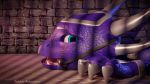  16:9 3d_(artwork) activision ambiguous_gender cynder digital_media_(artwork) dragon dungeon feral hi_res rubber_(artist) scalie solo spyro_the_dragon video_games 