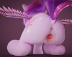  2019 3d_(artwork) anus bodily_fluids butt cutie_mark digital_media_(artwork) equid equine female feral friendship_is_magic gaping gaping_pussy genital_fluids hair hi_res horn mammal my_little_pony nude ooredelen pussy pussy_juice pussy_juice_leaking pussy_juice_string simple_background solo twilight_sparkle_(mlp) winged_unicorn wings 