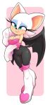  big_breasts breasts chiropteran cleavage clothed clothing female gloves handwear hi_res high_heeled_boots mammal rouge_outfit rouge_the_bat senpaimisskitty_(artist) simple_background smile solo sonic_(series) wings 