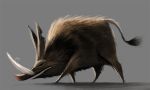  ambiguous_gender beady_eyes black_eyes brown_body brown_fur cryptid-creations feral fur grey_background mammal simple_background solo suid suina sus_(pig) tusks wild_boar 