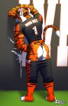 american_football american_football_uniform anthro aroused aroused_face aroused_male back_muscles barefoot bengal_tiger biceps big_butt blush blush_lines bodily_fluids bottomwear bottomwear_down bottomwear_pull butt butt_clench clothed clothing clothing_pull cum cum_drip cum_on_wall cum_splatter cumshot dripping ejaculation eyes_closed feet felid feline fist fists_clenched football_field football_jersey football_pants football_player football_team football_uniform fur genital_fluids hi_res jock leaning_on_wall male mammal manly markings mascot masturbation multicolored_body multicolored_fur muscular muscular_anthro muscular_male orange_body orange_fur pantherine pants pants_down pants_pull partially_clothed penile penile_masturbation public_masturbation randoramble rear_view solo sport striped_body striped_fur striped_markings striped_tail stripes tail tail_markings thick_arms tiger two_tone_body two_tone_fur vibrating white_body white_fur