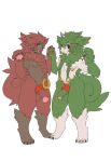  2017 4_toes 5_fingers anthro asian_mythology balls biped digital_media_(artwork) duo east_asian_mythology fingers foo_dog fur genital_piercing green_body green_fur hand_holding hi_res horn humanoid_penis japanese_mythology kemono komainu kosian looking_at_viewer male male/male mammal multicolored_body multicolored_fur mythology nipple_piercing nipples nude open_mouth penis penis_piercing penis_size_difference piercing prince_albert_piercing pubes red_body red_fur simple_background smile standing toes white_background yōkai 
