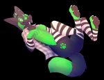  2017 4_toes 5_fingers anthro black_body black_fur black_nose black_pawpads canid canine canis digital_media_(artwork) fingers fur green_body green_eyes green_fur male mammal pawpads senimasan solo toes wolf 