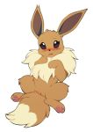  2019 3_toes black_nose blush brown_body brown_fur dipstick_tail eevee embarrassed female feral fur hi_res hioshiru looking_at_viewer multicolored_tail neck_tuft nintendo pawpads paws pok&eacute;mon pok&eacute;mon_(species) purple_eyes pussy quadruped simple_background solo tan_body tan_fur toes tuft video_games 