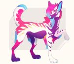  2016 4_toes blue_eyes blue_nose canid canine canis digital_media_(artwork) female feral fur mammal open_mouth purple_body purple_fur senimasan simple_background solo teeth toes tongue white_body white_fur wolf 