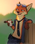  canid canine clothed clothing disney eyewear fox hi_res letodoesart male mammal nick_wilde open_shirt police_uniform shirt solo sunglasses topwear uniform zootopia 