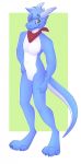  2017 4_toes 5_fingers anthro blue_hair brown_eyes digital_media_(artwork) digitigrade dragon fingers fur hair hi_res male senimasan solo standing toes wingless_dragon 