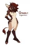  antelope anthro biped bongo_(antelope) bovid bovine breasts brown_hair bulochka countershade_fur countershading ear_piercing ear_ring featureless_breasts featureless_crotch female front_view fur gradient_hair grazia_(bulochka) hair hands_on_hips hi_res hooves horn mammal multicolored_hair nude nude_anthro nude_female piercing red_hair ring_piercing short_hair solo spiral-horned_antelope standing striped_back stripes tail tan_body tan_fur two_tone_hair yellow_eyes 