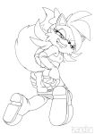  anthro anus biped breasts canid canine clothed clothing dipstick_tail female fiona_fox footwear fox hi_res kandlin looking_at_viewer looking_back mammal multicolored_tail pants_down partially_clothed pussy rear_view shoes simple_background solo sonic_(series) 