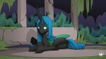  16:9 2019 anus arthropod butt changeling female feral friendship_is_magic hi_res looking_at_viewer my_little_pony mysticalpha outside pussy queen_chrysalis_(mlp) solo 