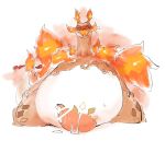  2019 animal_genitalia anthro bodily_fluids censored claws cum cum_on_penis doneru dragon erection fire flaming_tail flaming_wings genital_fluids genital_slit gigantamax_charizard gigantamax_pok&eacute;mon horn looking_at_viewer male nintendo nude orange_body orange_scales overweight overweight_male penis pok&eacute;mon pok&eacute;mon_(species) scales simple_background slit solo tapering_penis video_games white_background wings 