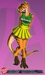  allosaurid allosaurus amber_(raphael) anthro anthrosaurs cheerleader clothing digital_media_(artwork) dinosaur female hi_res looking_at_viewer predaguy reptile scalie scu_gang sketch teeth theropod uniform 