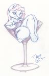  anthro biped breasts canid canine cherry chest_tuft dipstick_tail ear_piercing ear_ring female food fox fruit glass hair liquid mammal multicolored_tail os partially_submerged piercing plant sitting solo tuft 