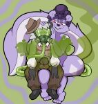 alastair_(theskunksmith) bulge buttsharb duo fart fart_cloud fart_fetish gas_mask hi_res hypnosis male male/male mammal mask mephitid mind_control on_lap sitting_on_lap skunk stinkbomb_(stinkbombskunk)