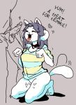  anthro anthrofied bottomless breasts clothed clothing dialogue duo english_text female female_focus hair hi_res lewd_froggo male male/female mammal open_mouth open_smile penis smile solo_focus tailwag tem temmie_(undertale) text tongue tongue_out undertale video_games 