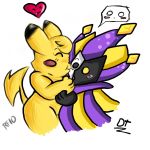  &lt;3 2010 blush dimentio kissing male male/male nintendo pikachu pok&eacute;mon pok&eacute;mon_(species) rousefox video_games 