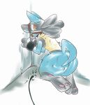  2015 anthro bdsm big_butt black_body black_collar black_fur blue_body blue_fur bodily_fluids bondage bound butt canid canine collar digital_media_(artwork) fur harness kurou-karasu lucario male mammal nintendo orange_eyes paws petplay pok&eacute;mon pok&eacute;mon_(species) ponyplay roleplay shackles slave spanking submissive submissive_male tears video_games whip yellow_body yellow_fur 