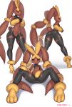  2019 3_toes anthro big_ears biped black_nose black_sclera blonde_hair breasts brown_body brown_fur butt chelodoy clothing dark_fur female fur hair hi_res huge_ears lagomorph leaning leaning_back long_ears looking_at_viewer mammal mega_evolution mega_lopunny multiple_positions navel nintendo pink_eyes pok&eacute;mon pok&eacute;mon_(species) pseudo_clothing pubes pussy short_tail signature simple_background sitting solo spread_legs spreading standing tan_body tan_fur toes torn_clothing under_boob video_games white_background yellow_body yellow_fur 