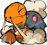  animal_focus chibi chibi_only closed_mouth commentary_request full_body kawaanago lowres no_humans nostrils pokemon pokemon_(creature) pokemon_focus smoke solo torkoal transparent_background twitter_username 