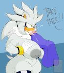  absurd_res balls big_breasts bodily_fluids breasts clothing crossgender cum cum_in_mouth cum_inside disembodied_penis female genital_fluids hi_res huge_breasts legwear male mklancer00 muscular nipples nude oral penis silver_the_hedgehog sonic_(series) thigh_highs 